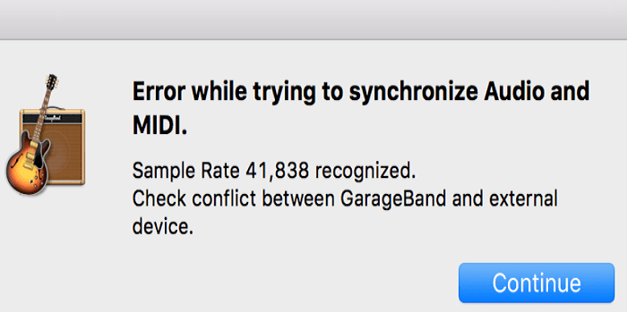 Error While Trying to Synchronize Audio and MIDI