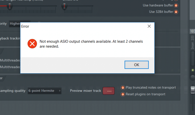 FL Studio Not Enough ASIO Output Channels Available